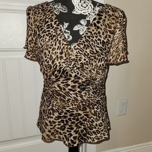 EUC Animal print top in Large Petite